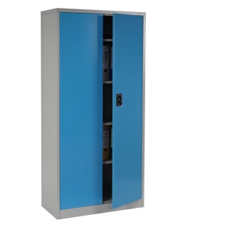 Armario archivador metálico EDIT de 180x85x40. 2 puertas batientes, gran capacidad de almacenaje y máxima robustez, color azul