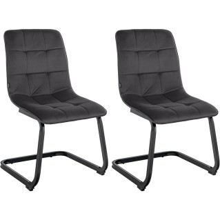 Lote de 2 Sillas de Confidente ALISA, Estructura Metálica, en Terciopelo color Negro