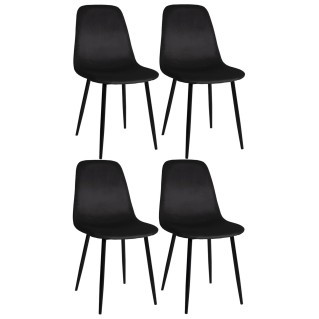 Lote de 4 sillas de Confidente NAIPES, en terciopelo color Negro