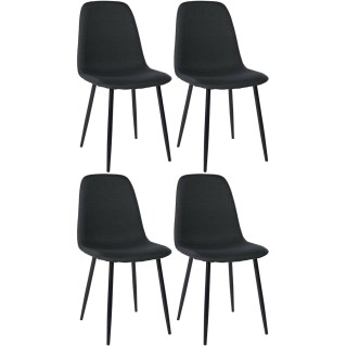 Lote de 4 sillas de Confidente NAIPES, en tela color Negro