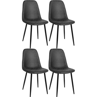 Lote de 4 sillas de Confidente NAIPES, en piel color Negro