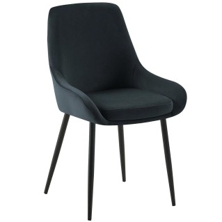 Silla de Confidente ANKARA, gran acolchado, en terciopelo color Negro