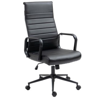Silla de Oficina KOLMU, base de metal color negro, piel negra