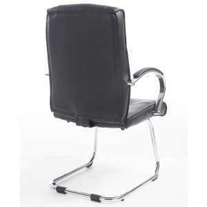 Silla de Confidente BORAU, estructura metálica, en Piel color negro