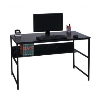 Mesa de Oficina EVOKE, Estructura Metálica, Superficie de Madera color Negro efecto Mármol