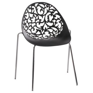 Silla de Confidente DENALI con estructura metálica apilable y exclusivo diseño en color negro