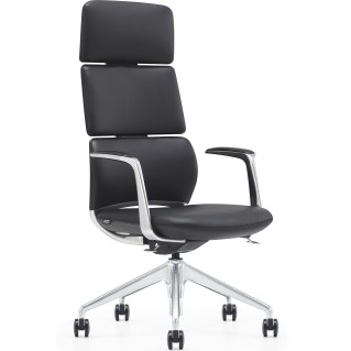 Silla de Oficina DOLMEN en Piel Natural color Negro