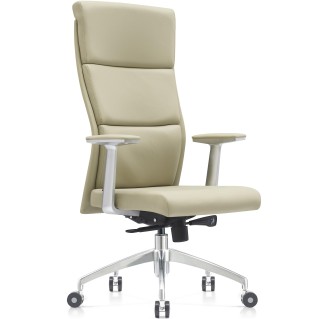Sillón de oficina MONZA, exclusivo diseño innovador, en piel real color crema