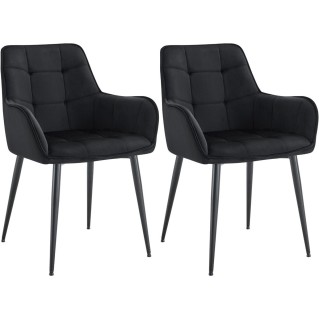 Silla de Confidente RUFUS, Patas Negras, en Terciopelo color Negro