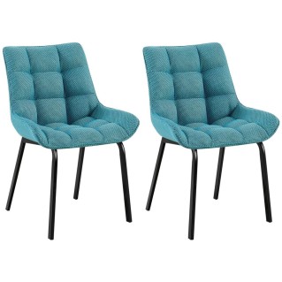 Lote de 2 Sillas de Confidente MAMBO en Tela color Azul Turquesa