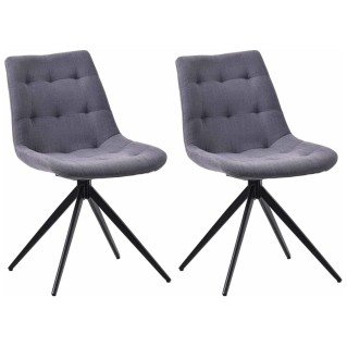 Lote de 2 Sillas de Confidente KEATON en Tela color Gris Oscuro