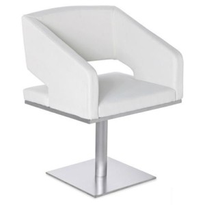 Taburete BERTO, acolchado, acero cromado, color blanco