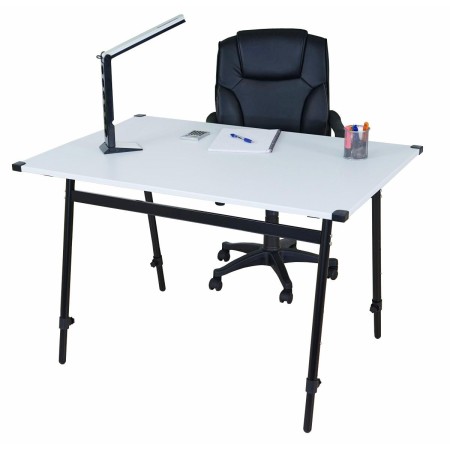 Mesa de ordenador ALBURI ajustable, en acero, blanco, 120x80