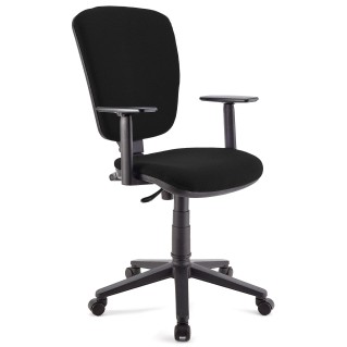 Silla de oficina CALIPSO PLUS, respaldo y brazos ajustables, en tela negra