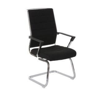 Lote de 2 sillas de Confidente CAEL, estructura metálica giratoria, en tela color negro