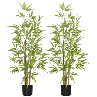 Planta de Oficina FLORIS, Altura 120 cm, Bambú Artificial con Maceta