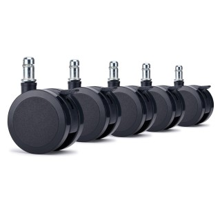 Lote 5 Ruedas para Sillas de Oficina BRAKE, con Freno, Color Negro