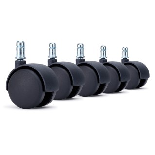 Lote 5 Ruedas para Sillas de Oficina MOVE, con sistema de frenado, Color Negro