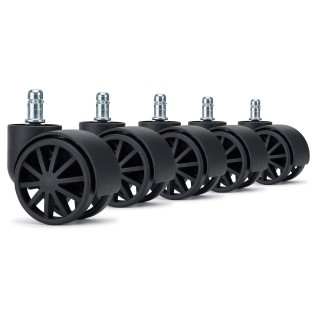 Lote 5 Ruedas para Sillas de Oficina GROVE, Color Negro