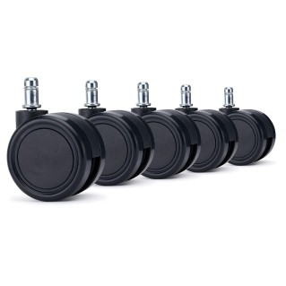 5x Ruedas para suelos Duros, modelo MOON, color Negro