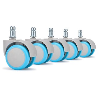 Lote de 5 ruedas para sillas de oficina, modelo ARC, color Azul