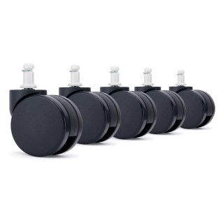 Lote de 5 ruedas para sillas de oficina, modelo SILENT, color Negro