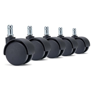 Lote de 5 ruedas para sillas de oficina, modelo GEAR, color Negro