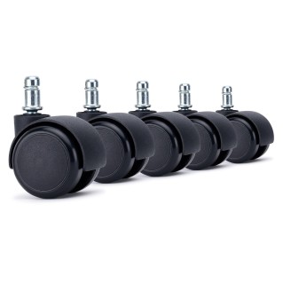 Lote de 5 ruedas para sillas de oficina, modelo RUSH, color Negro