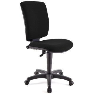 Silla de oficina ATLAS SIN BRAZOS, respaldo ajustable, en tela negra