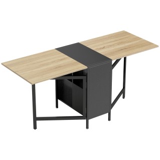 Mesa de reuniones AMALTY, Metal y Madera, Alas extensibles, color Negro y Madera clara
