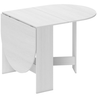 Mesa de Reuniones VADUZ, Diseño Ovalado con Alas Abatibles, color Blanco