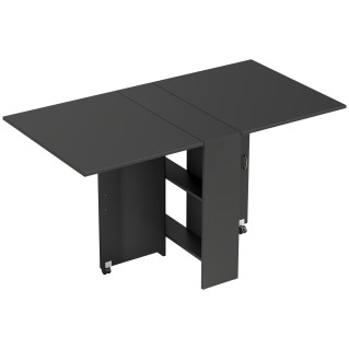Mesa de Reuniones MORONI, con Ruedas y Estantes de Almacenaje, color Negro