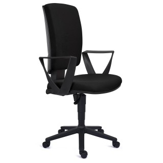 Silla de oficina ATLAS, respaldo ajustable, en tela negra