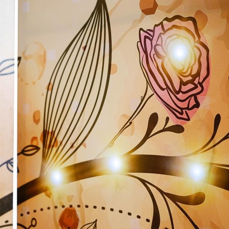 Biombo luminoso estilo FLORES, 180x160x2,5cm, estructura de madera de haya con tapizado de tela en poliester