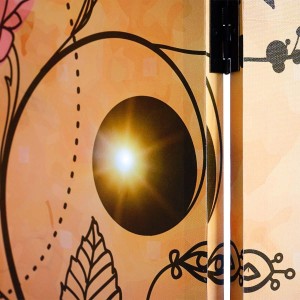 Biombo luminoso estilo FLORES, 180x160x2,5cm, estructura de madera de haya con tapizado de tela en poliester