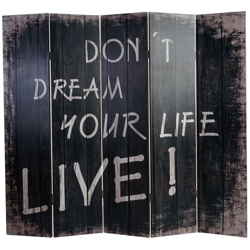 Biombo VINTAGE LETRAS, 180x200x2,5cm, estructura de madera con tapizado de tela en poliester