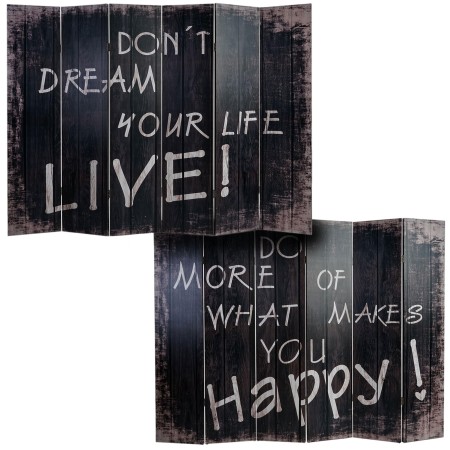 Biombo VINTAGE LETRAS, 180x240x2,5cm, estructura de madera con tapizado de tela en poliester 2