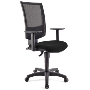 Silla de oficina PANDORA PLUS, gran acolchado, en malla y tela color negro