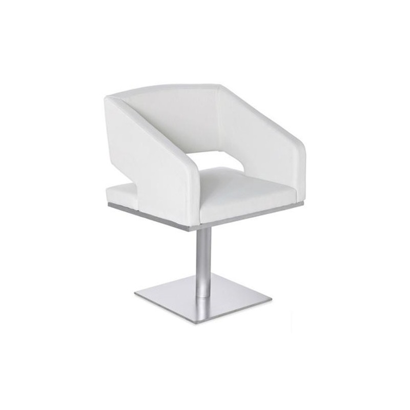 Taburete BERTO, acolchado, acero cromado, color blanco