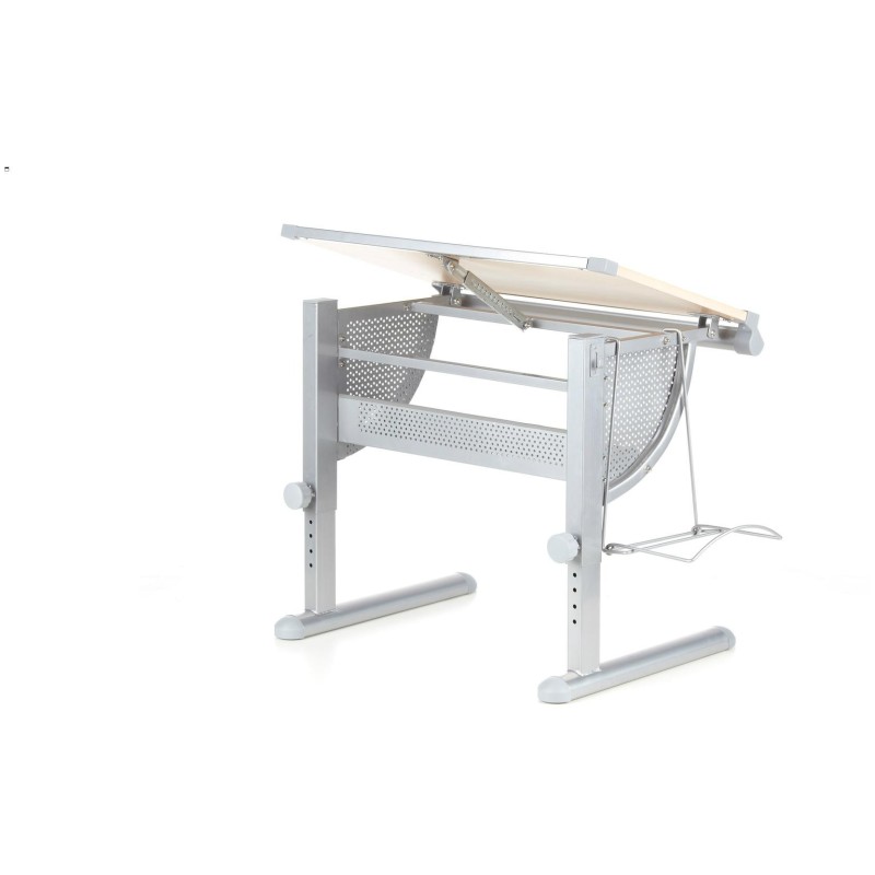Escritorio juvenil BELIA ajustable, haya y acero, 117x68cm