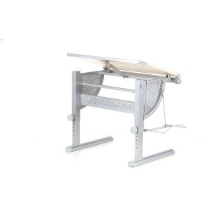 Escritorio juvenil BELIA ajustable, haya y acero, 117x68cm