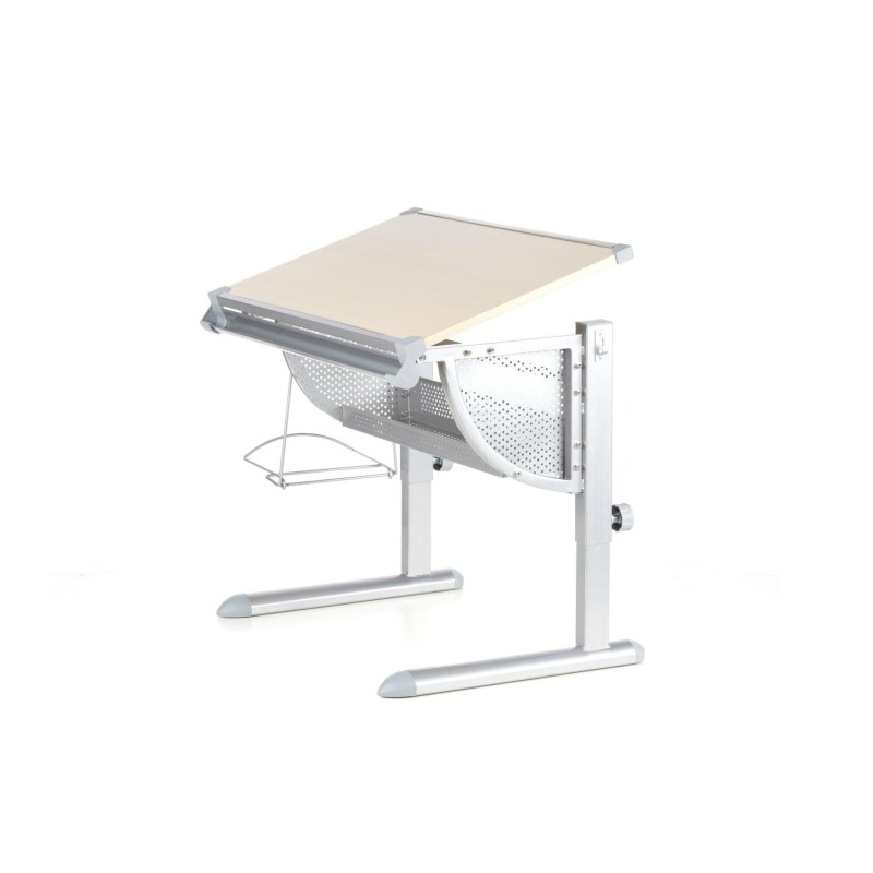 Escritorio juvenil BELIA ajustable, haya y acero, 117x68cm