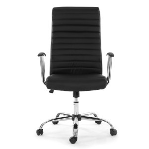 Sillón ARUCAS acolchado en piel, negro, estructura metálica