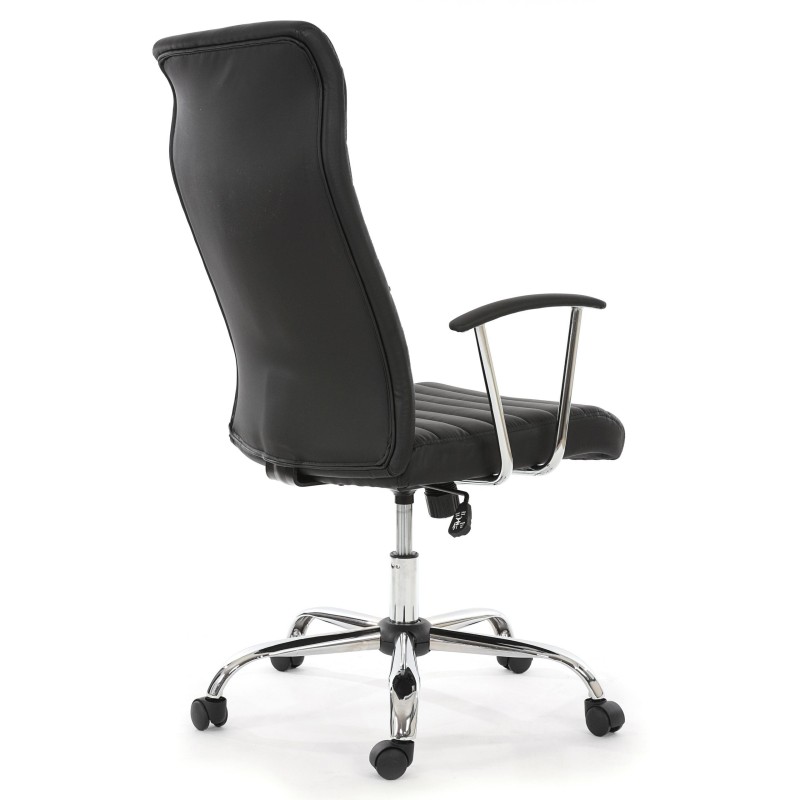 Sillón ARUCAS acolchado en piel, negro, estructura metálica