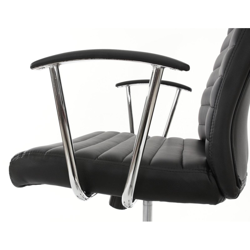 Sillón ARUCAS acolchado en piel, negro, estructura metálica