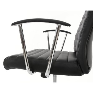 Sillón ARUCAS acolchado en piel, negro, estructura metálica