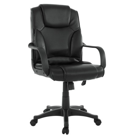 Silla de despacho CONIL en piel negra, basculante, acolchado 2