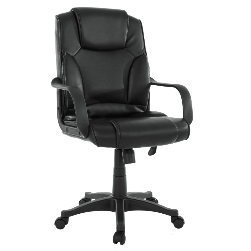 Silla de despacho CONIL en piel negra, basculante, acolchado