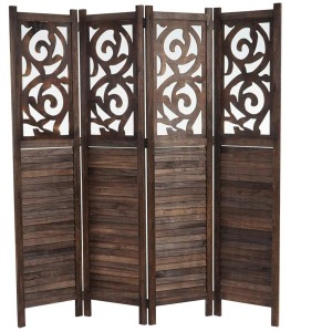Biombo 4 paneles FOLKE en Madera color Marrón