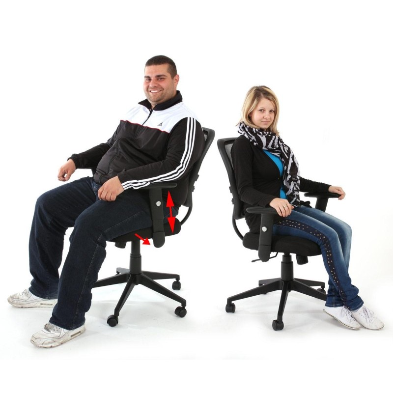 Silla de oficina XXL TENOYA acolchado en malla negra